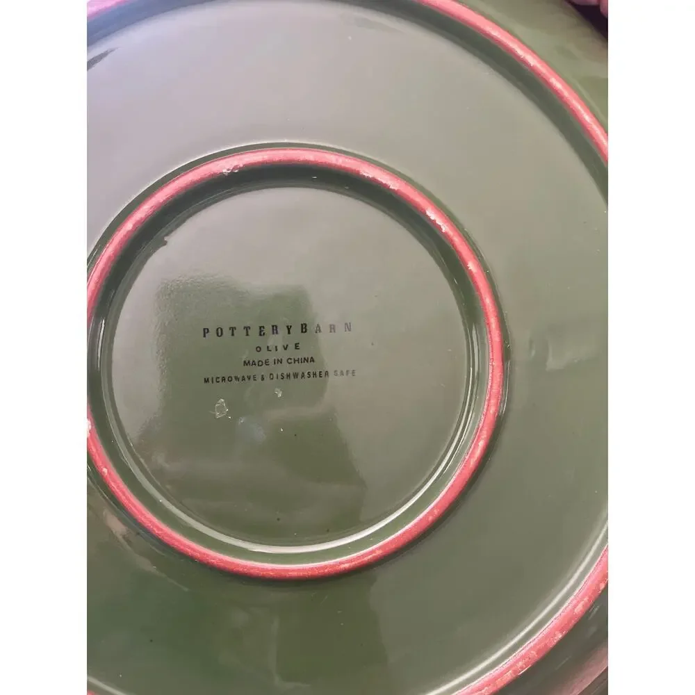 Pottery barn, olive print serving bowl 13 inch
